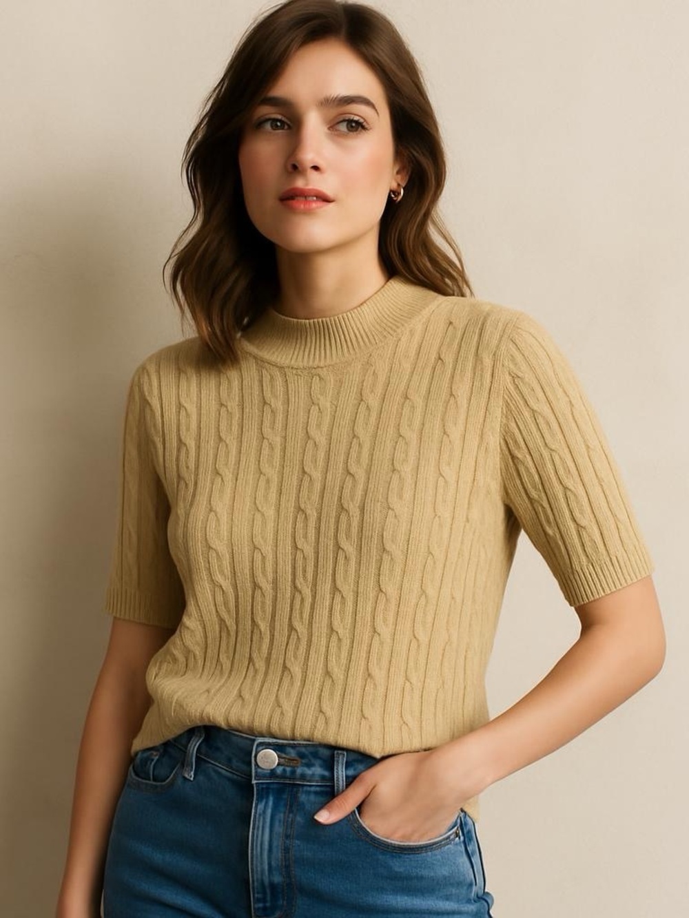 Anna Gray Vintage Women's Sweater in Tan Size M